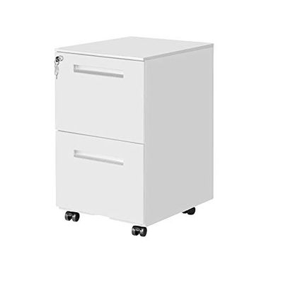 OFITURIA ® Archivador Metálico Blanco con Cerradura para Oficina, Cajonera con Ruedas, 2 Cajones, Viene Montado 52x39x60 cm