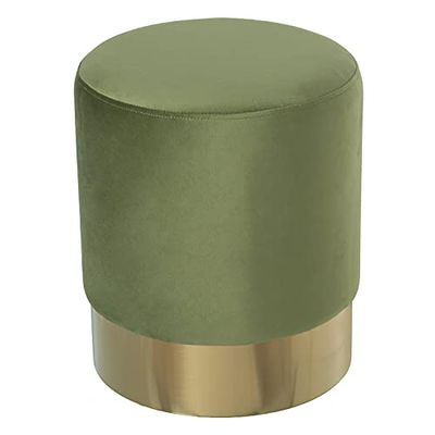 DRW Zitzak van hout en MDF, metaal en polyester, groen en goudkleurig, 35 x 42 x 10 cm