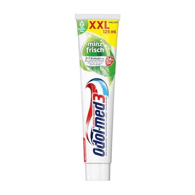 Odol-med3 Original pasta de dientes fresca de menta, limpia diariamente, protección 3 en 1, ayuda a proteger las encías, 125 ml, crema de dientes