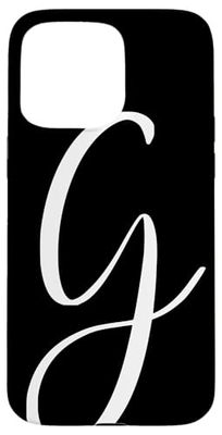 iPhone 15 Pro Max G Initial Phone Case with Letter G,Black & White Monogram G Case