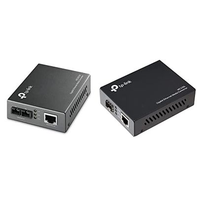 TP-Link MC200CM Convertisseur RJ45 Gigabit/Fibre Optique Multimode/ 850nm/ 0.55km, Noir & MC220L Convertisseur RJ45 Gigabit/Module mini-GBiC SFP Multimode-Monomode/0.55-10km, Noir