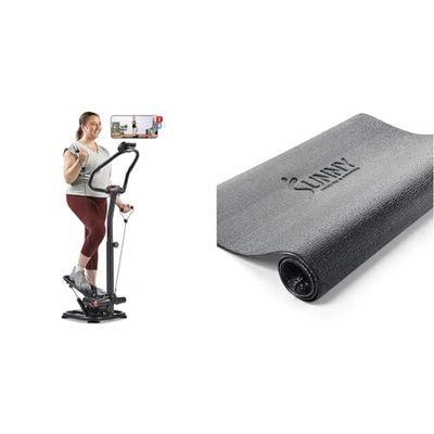 Sunny Health & Fitness Potente Stepper Premium 2 in 1 con Manubrio e Protezione in Schiuma per Palestra, Fitness e Allenamento a Casa