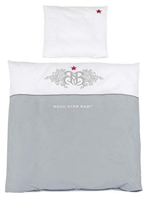 roba Juego de sábanas, 2 piezas, colección 'Rock Star Baby 1', sábanas infantiles, 100% algodón, funda de edredón 100 x 135 y funda de almohada 40 x 60