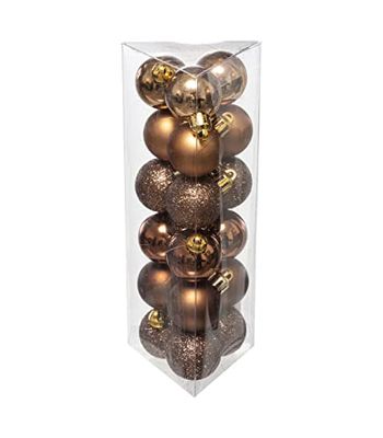 FEERIC CHRISTMAS - Deco de árbol – Juego de 18 Bolas de Navidad de 3 cm – Bronce