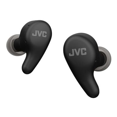 JVC HA-A23T-B Gumy Premium bezprzewodowe słuchawki z redukcją szumów, Bluetooth 5.4, trybem dźwięku otoczenia, 26 godzin pracy i półprzezroczystą obudową ładującą, USB-C, kolor czarny