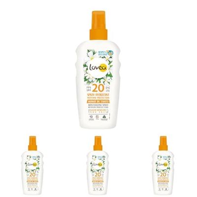 LOVEA - Spray Hydratant FPS 20 - Moyenne Protection Solaire Visage & Corps - Monoï De Tahiti - Protection UVA/UVB - Résistant À L'Eau & Anti Traces Blanches - Vegan - Fabriqué En France - 150 ml
