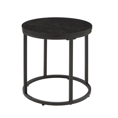Ball & Cast Petite Table d'appoint Ronde Moderne, Table d'appoint en Faux marbre avec Structure en métal pour Petit Espace, Noir