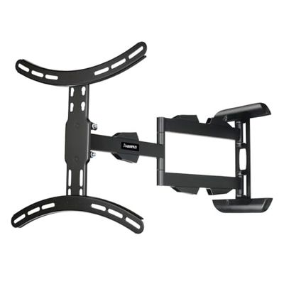 Hama Support Mural TV Orientable Télescopique Garantie 10 Ans (Bras TV Long, TV 32" à 65", 165 cm et 25kg Max, Inclinaison -12°/+2°, Rotation 180°, VESA 400x400 Max, Easy Fix, Chevilles Fischer) Noir