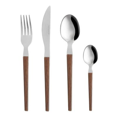 Set 24 posate in acciaio manico legno Diletta