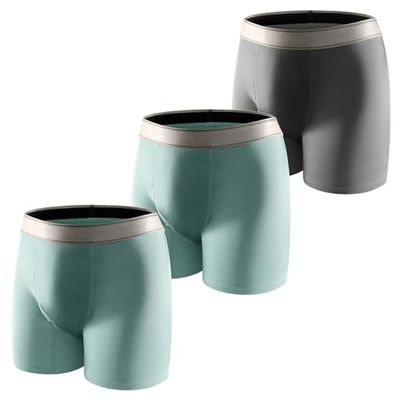 Carer 3 Pièces Sous-Vêtements en Coton pour Incontinence pour Hommes 150 ML Boxers Incontinence Lavables Antifuites Réutilisable pour Incontinence Modérée, Bleu/Gris Taille L