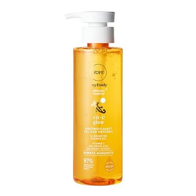 YOPE GEL DOCCIA ILLUMINANTE CON VITAMINA C | ACIDO AHA | RIVITALIZZANTE | 97% INGREDIENTI DI ORIGINE NATURALE | VEGANO | PROFUMO ARANCIA, PESCA, LIMONE | 300ml