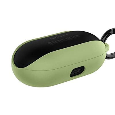 Funda de Silicona para Auriculares inalámbricos Samsung Galaxy Buds, Impermeable y a Prueba de caídas con mosquetón de Metal, Simple, Hermosa y portátil (Matcha Green)