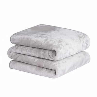 Dreamscene Coperta in pile di visone in pelliccia sintetica di lusso sopra il divano letto morbida coperta calda, Argento, Singolo - 125 x 150 cm