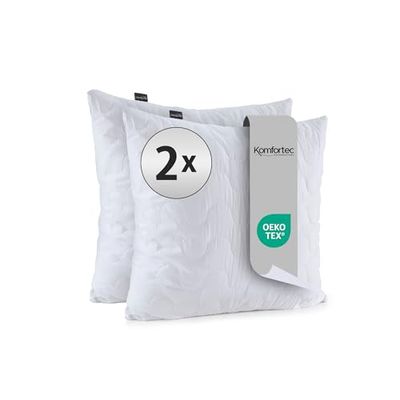 Komfortec Set di 2 cuscini trapuntati in microfibra, 60 x 70 cm, cuscino imbottito traspirante, anallergico, regolabile in altezza, morbido e leggero