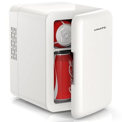 VINATO Mini Frigo 4 L, Mini Réfrigérateur de Chambre, Réfrigérateur de Camping AC/DC, Réfrigérateur Portable pour la Voiture, les Boissons, la Nourriture, la Beauté, le Bureau, le Dortoir