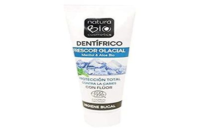 NaturaBio Cosmetics - Dentifrice végétalienne et naturelle fraîcheur glaciaire avec fluor et menthe biologique, 75 ml