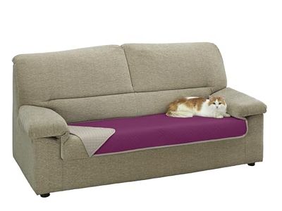 Estoralis | AVA | Topper pour canapé | Tissu matelassé réversible | Couleur Gris/Fuxia | pour Animal de Compagnie| Mesure 65x180 cm. | pour Tous Types de canapés