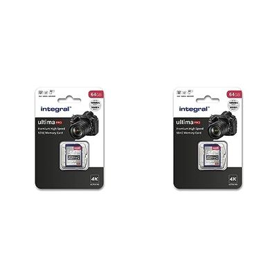 Integral 64GB SD Card 4K Ultra-HD Video High Speed SDXC V30 UHS-I U3 Class 10 Memory Card up to 100MB/s, Color May Vary (Pack of 2)