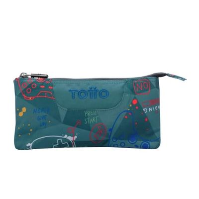 TOTTO Trousse 3 Compartiments Plateau - Sticks, Gris, Trousse Scolaire