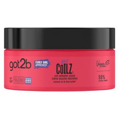 Got2b - Got Coilz - Creme Boucles Rebondies - Revitalise & Definit - A l'huile de Coco, Ricin, Argan et Beurre de Karite - Formule Vegane - 98% d'ingrédients d'origines naturelles - 200 ml