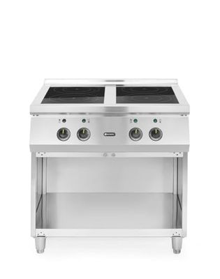 HENDI Cuisinière à induction avec 4 plaques de cuisson : 2 plaques de 5000W et 2 plaques de 3500W, 400V, 17000W, 800x700x(H)870mm, acier inoxydable