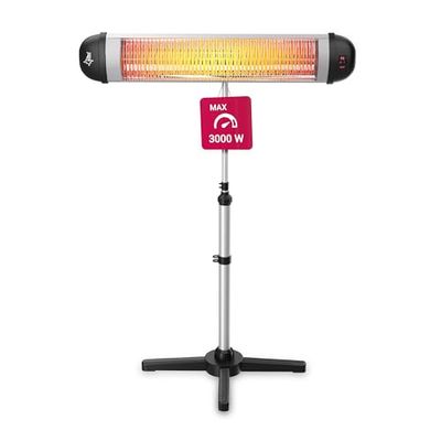 Calefactor radiante SUNTEC Heat Ray Carbon 3000 outdoor | Inc. mando a distancia | Calefactor de terraza 3000 vatios | Calefacción eléctrica exterior | Infrarrojos con soporte telescópico para balcón