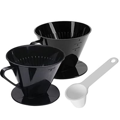 Westmark Coffee Set, 3 Items, 2x Size 2 And Size 4 Coffee Filters + Coffee Measuring Spoons, Plastic, Black/White, 244422E7