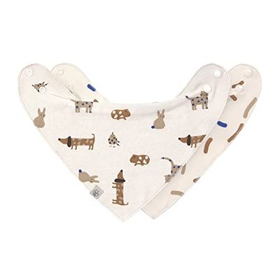 LÄSSIG Bavoir bébé écharpe triangle set 2 pcs. Coton bio bouton-pression réversible/Baby Bandana Little Mateys royal blue