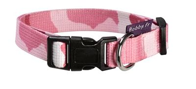Bobby Camouflage - Collare per Cani di Taglia S Girocollo 25-40 cm, Resistente e Regolabile, con Chiusura a Fibbia di Sicurezza, Colore Mimetico Rosa