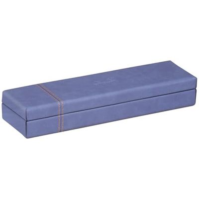 RHODIA 318878C - Sapphire Pencil Case - 21 x 5.5 x 3 cm - Orange Saddle Stitching - Faux Leather Exterior - Rhodiarama Home Office Collection - Office Organization & Design Storage