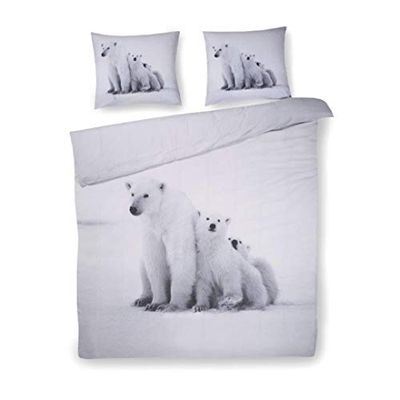 Papillon Flanel IJsbeer Flannel Duvet Covers, Cotton, Multi-Coloured, 200 x 200/220 cm