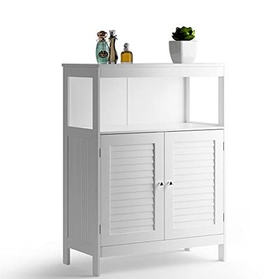 BAKAJI Armario Armario Armario baño Dos Puertas Doble Apertura Estante Muebles Madera MDF diseño Moderno hogar Ahorro Espacio estantes Interiores Color Blanco 60 x 30 x 80 cm