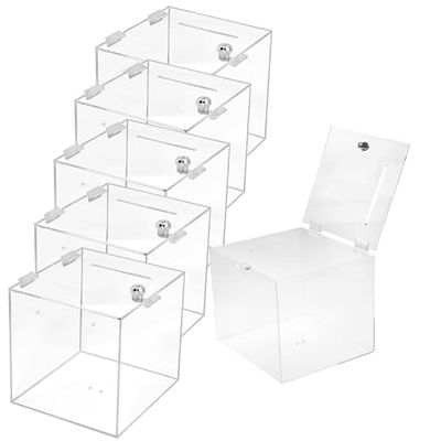 TUKA-i-AKUT 6X Caja de Donaciones 25x25x25 cm, con Cerradura, Cristal Acrílica Caja, Caja de Lotería Caja de Promoción, Caja de Acción Caja de Votaciones, Caja Acrílica Transparente, TKD8260-25cm-6X