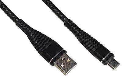 LINK LKGZ86 Micro Usb Mt 1 flätad kabelhölje med flexibelt skydd på kontakten svart färg