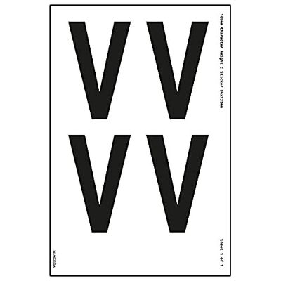 V Safety One Letter Sheet - V - 23mm Character Height - 300x200mm - Self Adhesive Vinyl