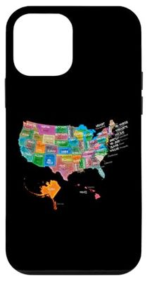 Watercolor US map T-Shirt with states and capital cities Case for iPhone 12 mini