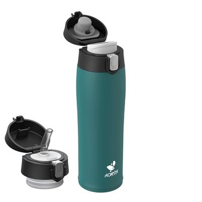 AORIN Borraccia Termica, Bottiglia in Acciaio Inox, 350ml/500ml/750ml Borraccia Bambini, Senza BPA e Perdite, Thermos per Sport, Outdoor e Biciclette, Con Coperchio con Cannuccia e Beccuccio