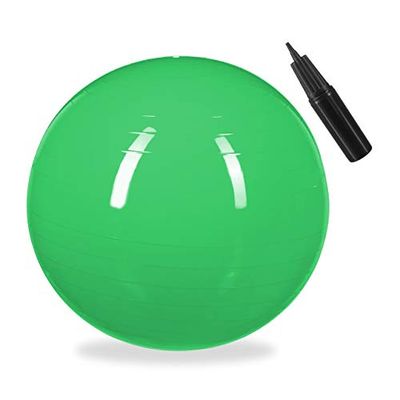 Relaxdays Gymnastiekbal, fitnessbal, yoga en pilates, zitbal kantoor, balansbal inclusief luchtpomp, Ø 65 cm, groen