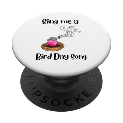 Funny Bird Day Birthday juego de palabras amante de las aves Cantar observación de aves PopSockets PopGrip Adhesivo