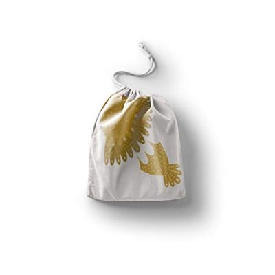 Bonamaison Impreso Algodón Bolsas con Cordón, Bolsa con Cordel para el Hogar y el Almacenamiento de Verduras, Bolso de Compras, Plegable, Ecologica, Reutilizables, Tamaño: 12x15 Cm