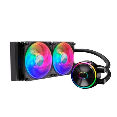 Cooler Master MasterLiquid PL240 Flux CPU Liquid Cooler - AIO Water Cooling System, 2 x 120mm Fans, 240mm Radiator, Addressable Gen 2 RGB Controller Included - AMD & Intel Compatible, 5-Year Warranty