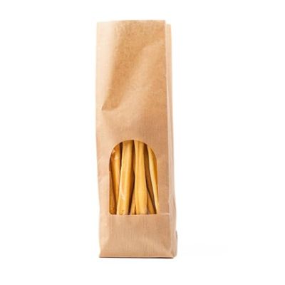 Italpak Bolsas para Alimentos con Fondo Cuadrado de Papel con Ventana Transparente, 12 + 7 x 37 cm, 50 Unidades