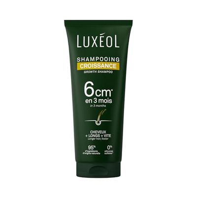 LUXÉOL - Shampoing Croissance - Pousse de 6cm en 3 Mois* - Des Cheveux Plus Longs Plus Vite - Cliniquement Prouvé - Formule d'Origine Naturelle - Huile de Ricin, Amla & Ginseng(3) - 200 ml