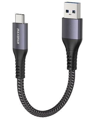 Maxonar USB C kabel kort 20cm/0.2M [10Gbps data] USB3.2 Gen2 Type C Android autokabel QC3.0 3.1A USB A naar C snellader voor Samsung Note20 Galaxy S23/S22/S21/S20 Z Flip 5 Pixel 8 OnePlus 11 grijs
