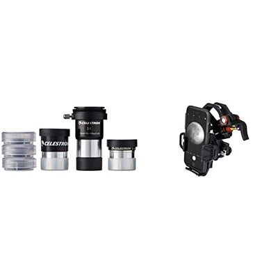 Celestron CE94307 Kit Oculari e Filtri, Nero & Celestron NeXYZ Adattatore Fotografico Smartphone