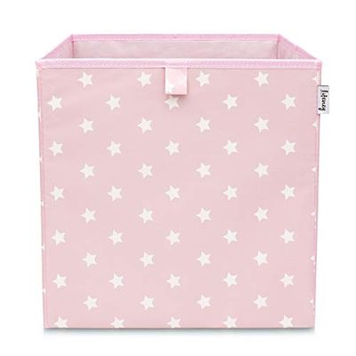 LIFENEY Boîte de rangement avec motif étoiles rose I Boîte à jouets avec étoiles adaptée aux étagères cubes I Boîte de rangement pour chambre d'enfant I Panier de rangement comme accessoire | 33 x 33