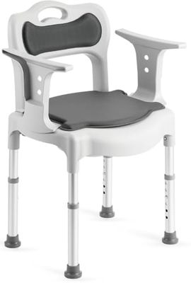 Identités, Chaise de Toilettes Samoa, Chaise de Douche Samoa, Chaise Garde-Robe, Coussins Confortables, Poids Max Supporté 130 kg, Structure Aluminium Anti-Corrosion, Accoudoirs d'Aide au Levé