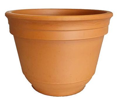 VASO FANTASY IN TERRACOTTA PER PIANTE E FIORI; DIAMETRO CM. 50, ALTEZZA CM. 38 + SOTTOVASO IN TERRACOTTA; DIAMETRO CM. 36, ALTEZZA CM. 4,3. GIARDINO