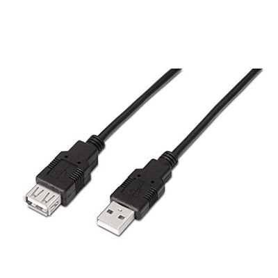 AISENS A101-0015 - Cable Extensión USB 2.0 (1 m, Apto para Juegos de Consola/Cámaras Digitales/Cámara Web/impresoras/Ratón) Color Negro
