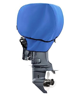 STEECA Housse de Moteur Hors-Bord étanche 600D résistante à la décoloration pour Moteur de Bateau - Convient pour Moteur de 50 à 115 CV - Bleu